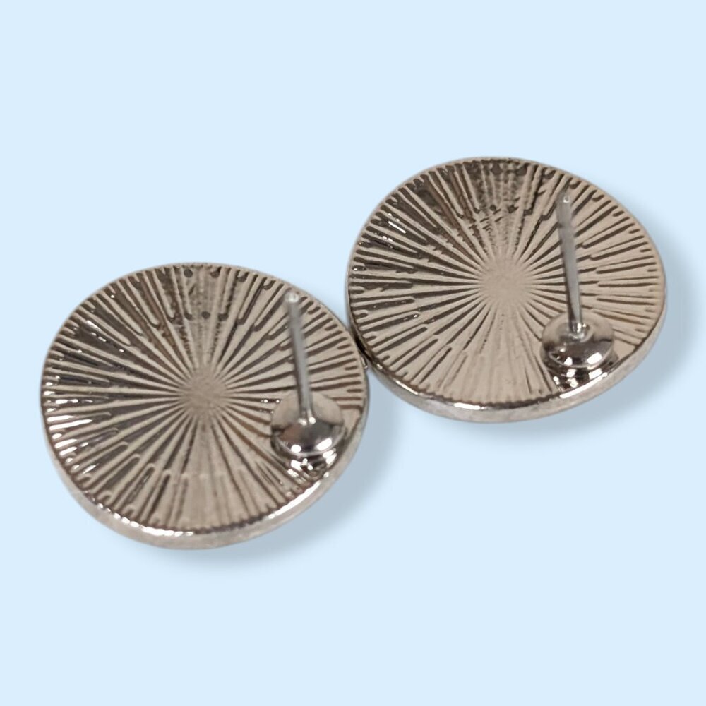 (2/$20) Round Rhinestone Disc Earrings - Picture 4 of 5